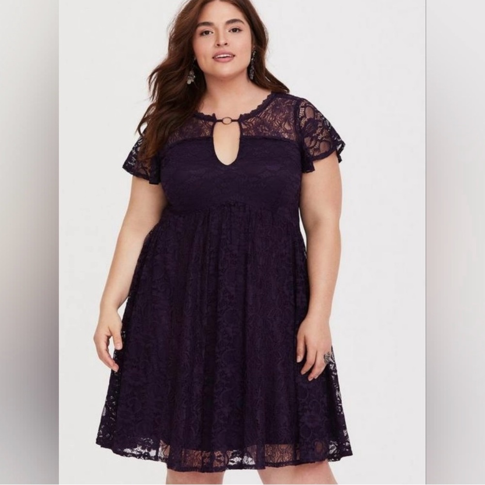 Torrid Black Mini Lace Trapeze Dress - Picture 3 of 6